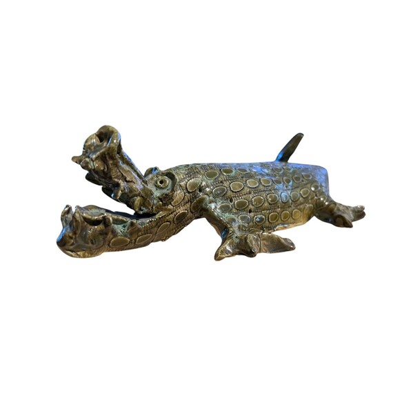 Handmade Green Alligator / Croc Glazed Figurine  Artsy  Abstract  Unusual - Picture 2 of 10